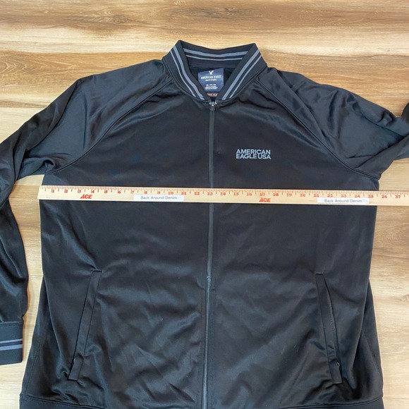 American Eagle Mens XXL Active Flex Full Zip Black Track Jacket - Picture 7 of 9